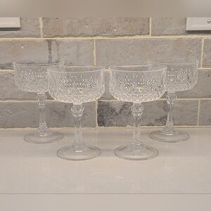 Set of 4 Cristal d'Arques Longchamp Champagne Coupe Vintage Crystal Glasses